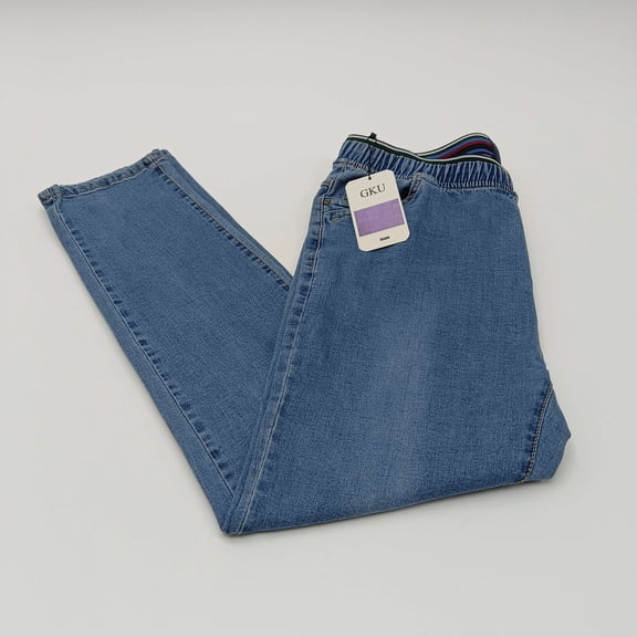 GKU Jeans Classic 5-Pocket Straight Leg Denim Pants, Size L, Polyester