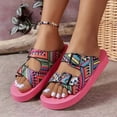 thumbnail image 3 of Womens Sandals 2025 Summer Beach Fashion Casual 2 Buckle Memory Foam Flats Slides Slip on Vacation Sandals, 3 of 8