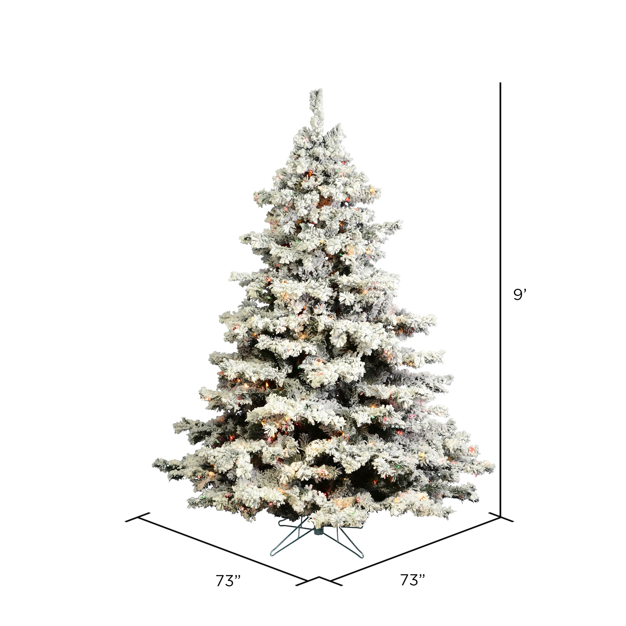 Vickerman Artificial Christmas Tree 9' x 73" Flocked Alaskan Dura-Lit 1200 Multi-color Lights / 2)ctn - image 4 of 8