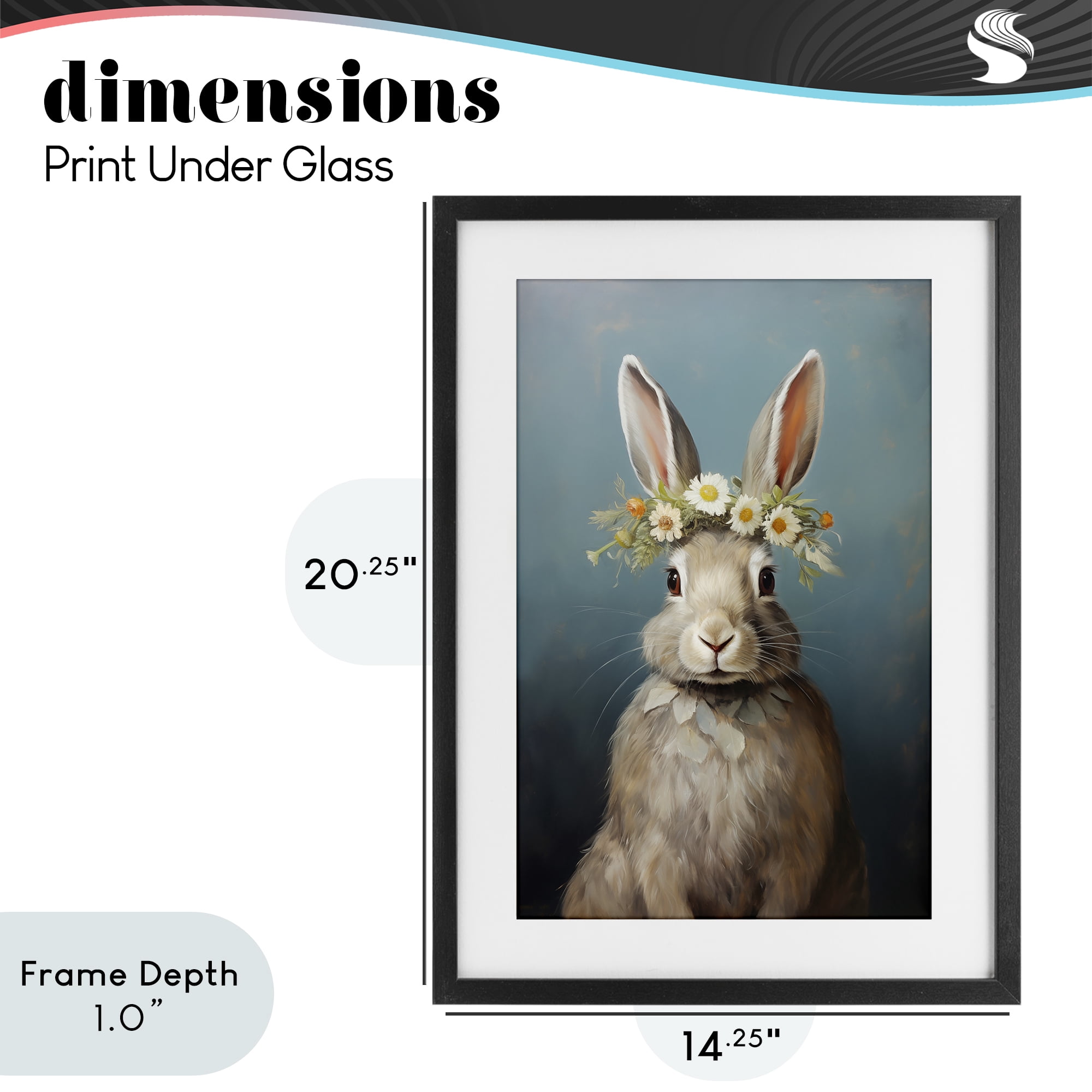 Stupell Industries Daisy Crowned Bunny Portrait Black Framed Print Under Glass, design by Heidi Kuntz