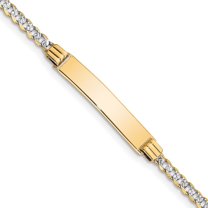Auriga Fine Jewelry 14K Yellow Gold with White Rhodium Curb Link Id Bracelet 6 inch for Women