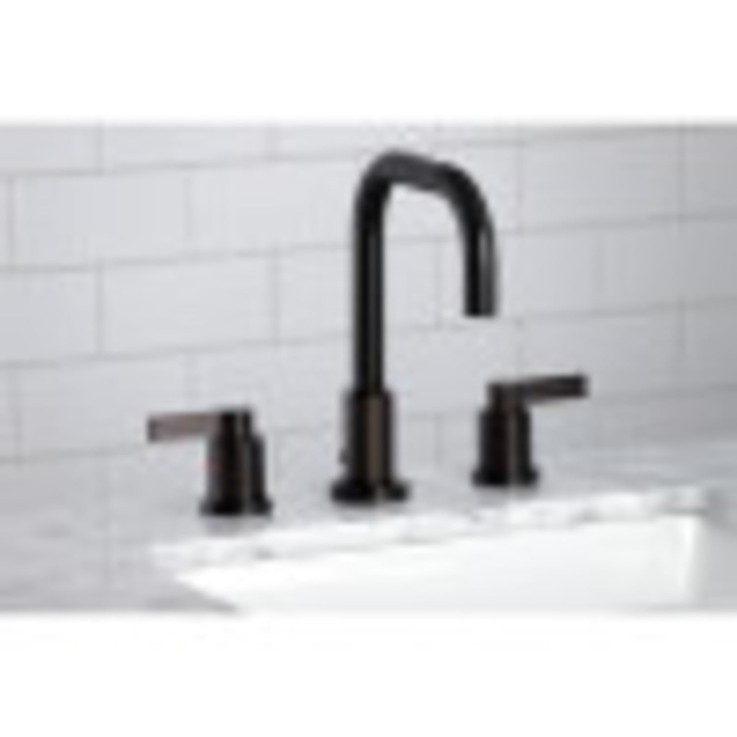 Kingston Brass FSC8935NDL NuvoFusion Widespread Deck Mount Bathroom Faucet with Brass Pop-up, Oil Rubbed Bronze
