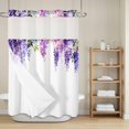 thumbnail image 6 of No Hook Shower Curtain with Snap in Liner, Spring Lavender on Top Waterproof Fabric Bathroom Curtain Mesh Top Window, Pastoral Floral Art Shower Curtains 60x72in, 6 of 9