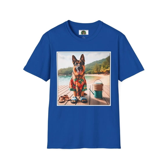 German Shepherd Dog "Beachin" Unisex Softstyle T-Shirt