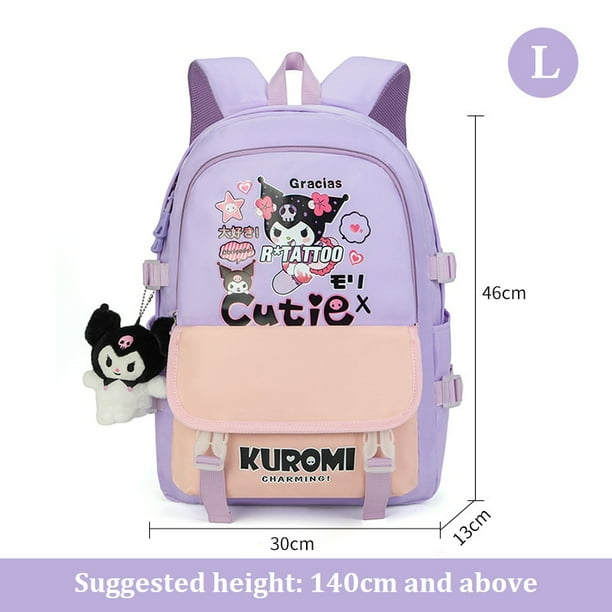【Nuevo】Mochila Escolar Kuromi Para Niña , Linda Bolsa De Gran Capacidad Para Estudiantes De Escuela Primaria