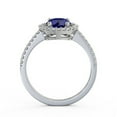 thumbnail image 3 of 1.40 Ct Stunning Halo Round Shape Genuine Blue Sapphire Diamond Engagement Ring for Ladies 14K White Gold Size 5.5, 3 of 7