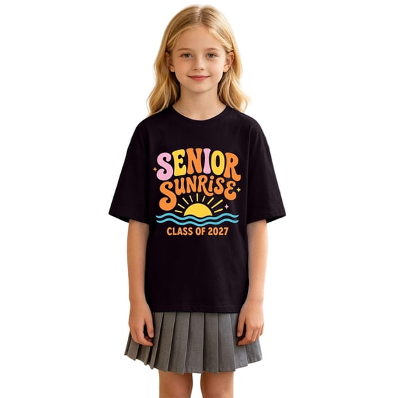 Hiijoy Black Tees for Toddler Girls Beach Vacation Graphic Short Sleeves O Neck T-Shirts