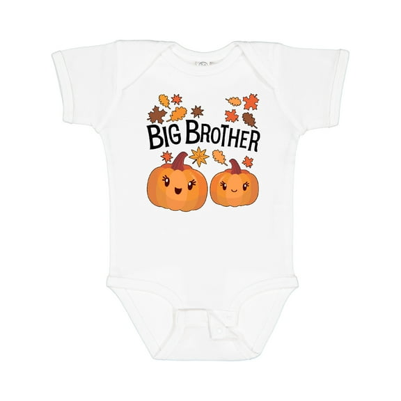 Inktastic Big Brother Pumpkins with Fall Leaves Boys Baby Bodysuit