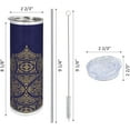 thumbnail image 3 of Navy Blue and Yellow 20 Oz Skinny Tumbler, Middle Eastern Style Ornament Ottoman Culture Inspired Pattern, Leak-Proof Straw Lid and Brush Vacuum Insulated for Outdoor Use, Navy Blue Yellow, 3 of 6