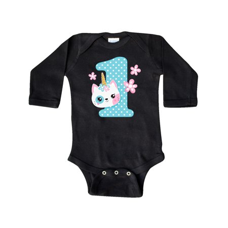 

Inktastic Unicorn Kitty 1st Birthday Gift Baby Girl Long Sleeve Bodysuit