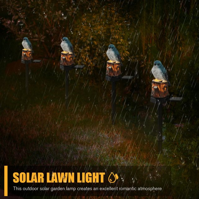 Luz Solar Lámpara De Césped Lámpara solar para césped, resina, enchufe de tierra para animales, manualidades ligeras, decoración impermeable (pájaro)