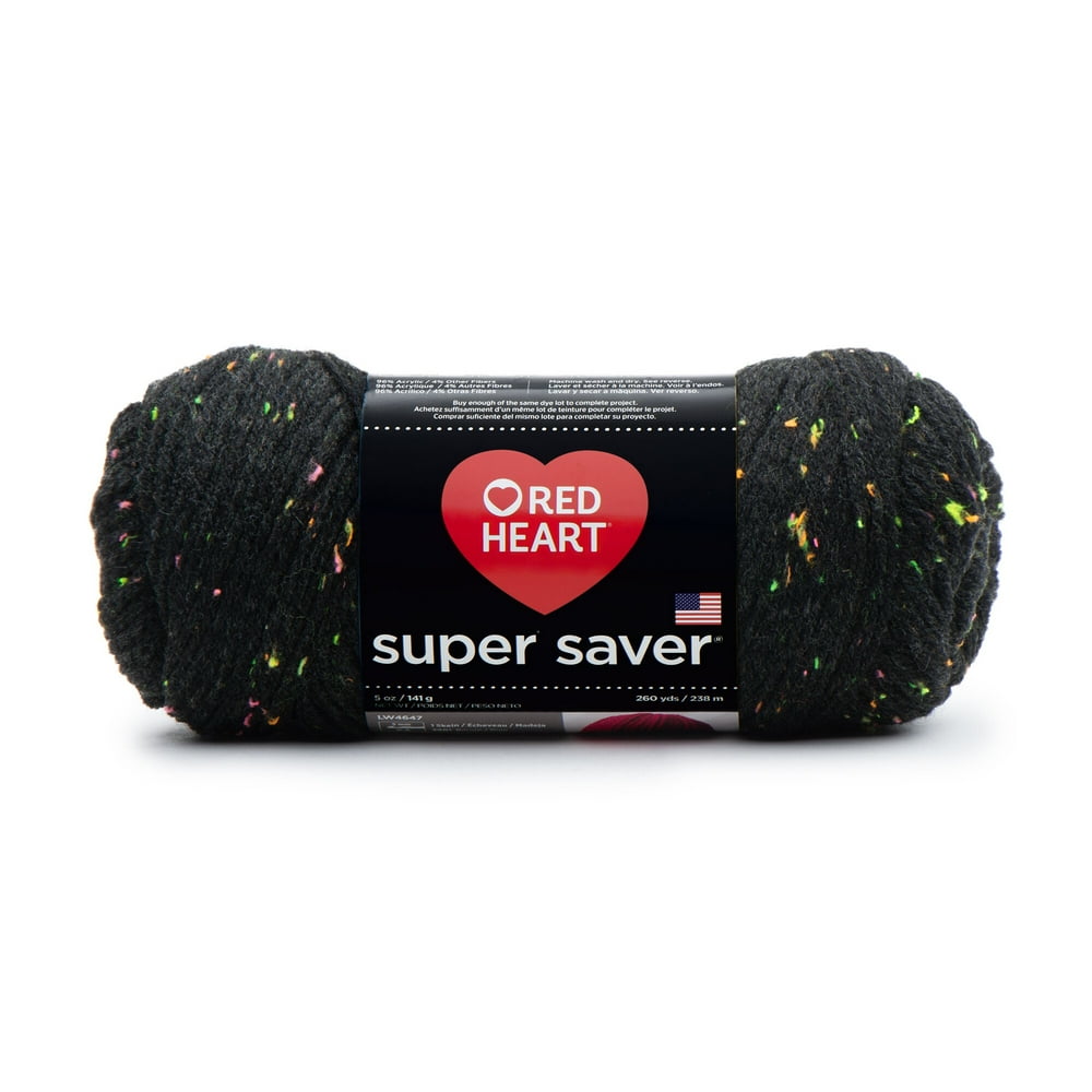 Red Heart Super Saver Yarn, Neon Fleck, 5oz(141g), Medium, Acrylic