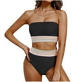 thumbnail image 2 of Odbmxy Womens Bathing Suits 2 Piece Bandeau Strapless Swimsuits for Women Holiday Plain High Waist Backless Swimwear,Black M, 2 of 4