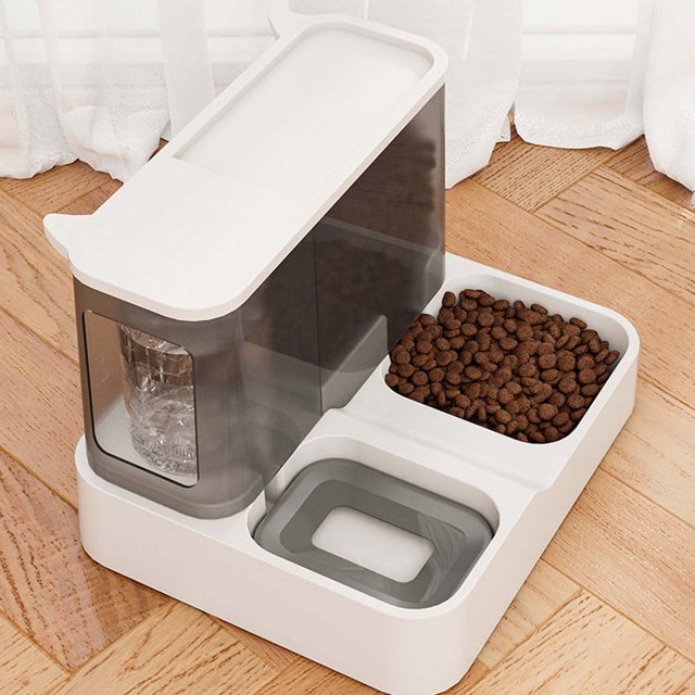 Upgraded Sakura Pink Automatic Cat Feeder and Water Dispenser Combo - Large Capacity 2-in-1 Pet Feeding Station with Non-Wetting Design, Continuous Fresh Water Flow, Ideal for Busy Owners, Perfect