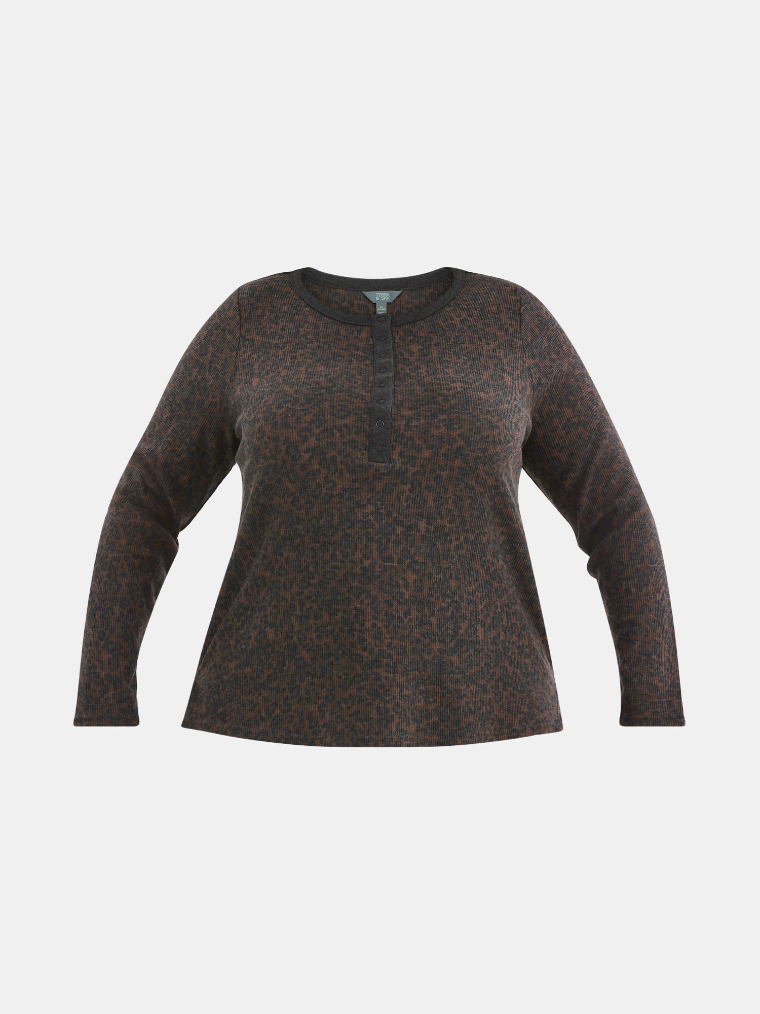 Terra & Sky Women’s Plus Waffle Henley 2 Pack, Sizes 0X-5X