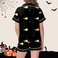 thumbnail image 4 of Shadoumai Silk Halloween Pajamas Size 10 Button Top Pumpkin Print Short Sleeved Button Top Satin Home Outfit 2 Piece Satin Pajama Outfits, 4 of 5