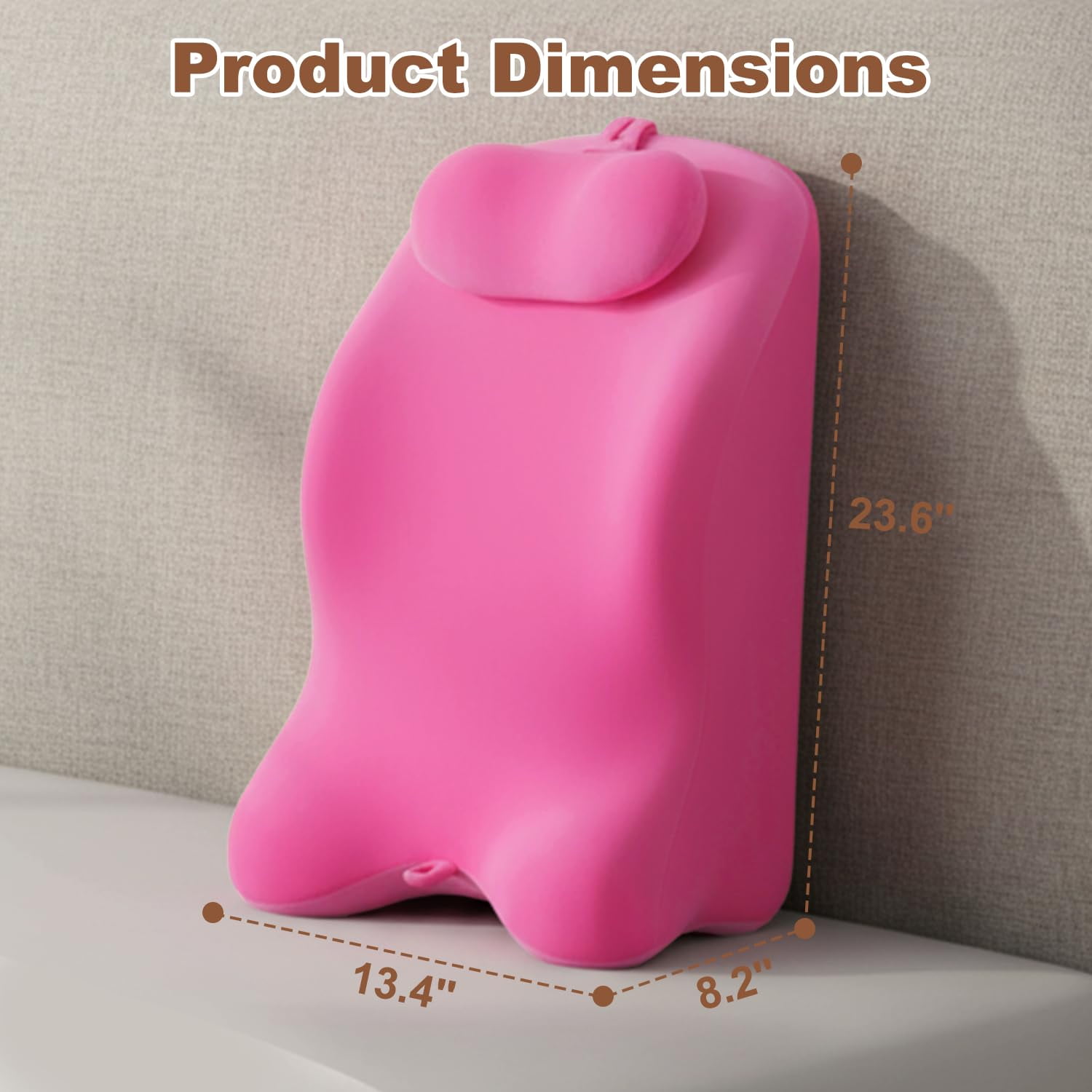 Memory Foam Ergonomic Wedge Pillow, Multi-Position Support Pillow, Ergonomic Support for Back Pain, Acid Reflux & Sitting Up, Ideal for Massage, with Removable Cover,40-Degree Angle Design (Pink)