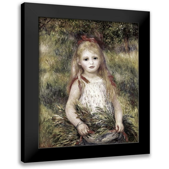 Renoir, Pierre-Auguste 12x14 Black Modern Framed Museum Art Print Titled - Girl with a Sheaf of Corn