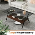 thumbnail image 3 of Euroco Rectangle Coffee Table with Tempered Glass top and Brown MDF Shelf, Modern Table for Living Room, Gray Glass, 3 of 9