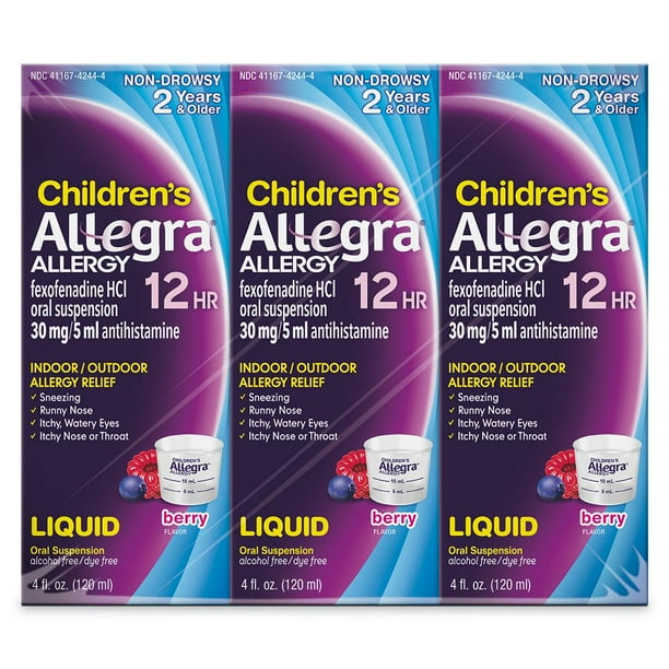 Allegra Children's 12Hour Allergy Relief Liquid, 3 ct./4 oz.