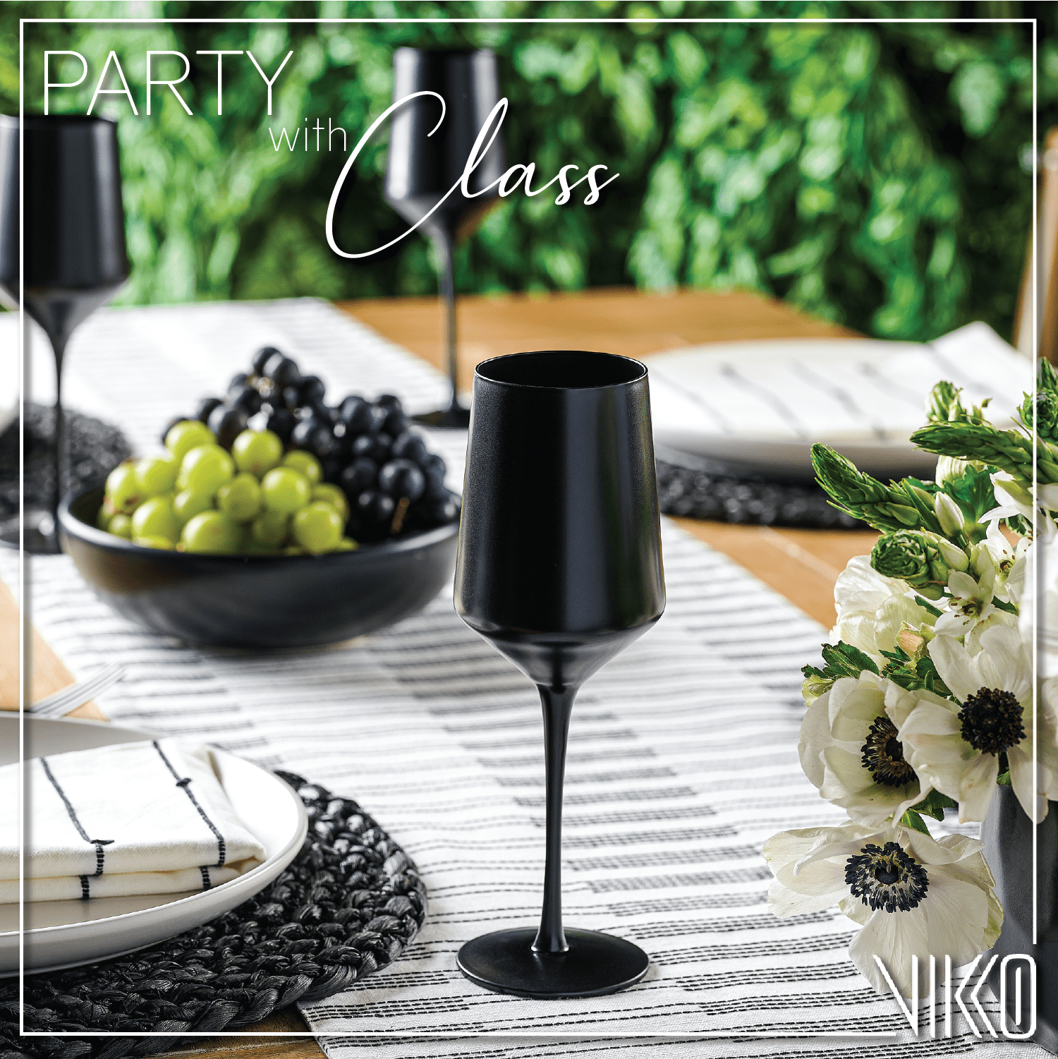 Vikko Décor Matte Black Wine Glasses | Thin, Handblown Glass – Tall, Elegant Stem – Dishwasher Safe – 11 Ounce Cup – Set of 6 Stunning Wine Glasses – 8.6” x 2.4”