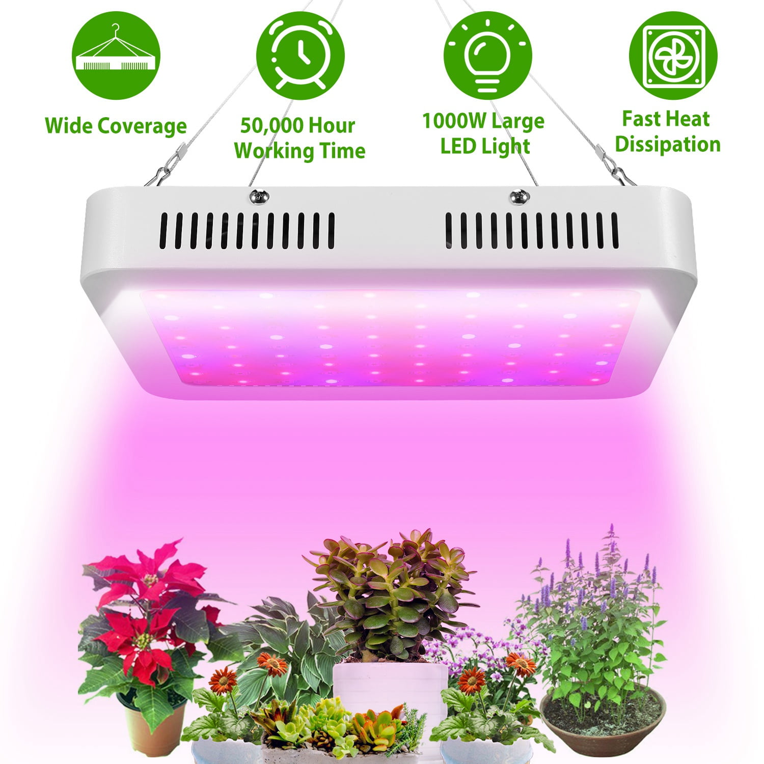 LED Grow Light Panel Lamp Full Spectrum Dimmable for Hydroponic Plant Growing US 