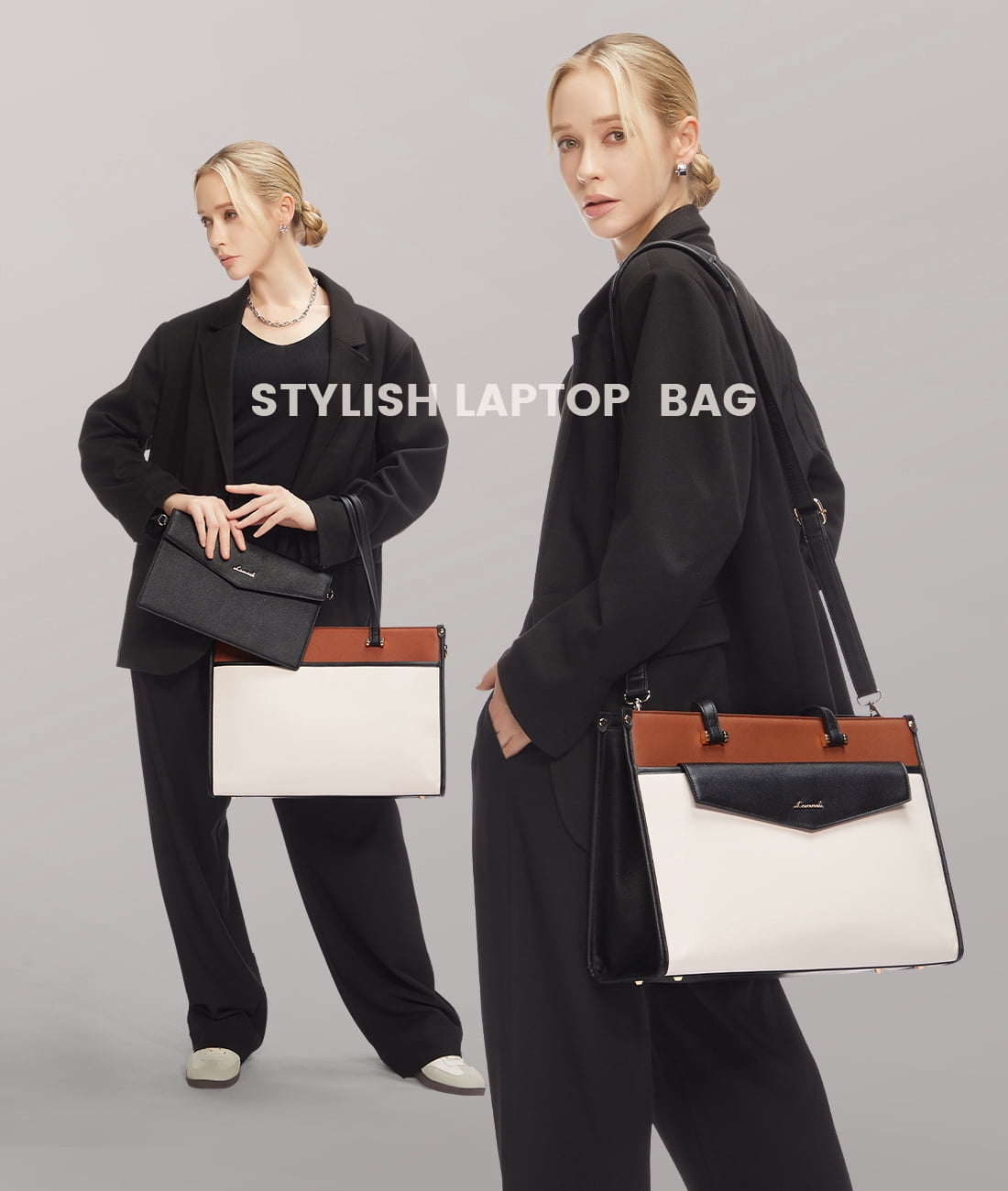 Lovevook Laptop Tote Bag for Women,PU Leather Teacher Nurse Office Ladies Work Bag,Classy Anti-Thief Women Handbags Shoulder Bags-Large