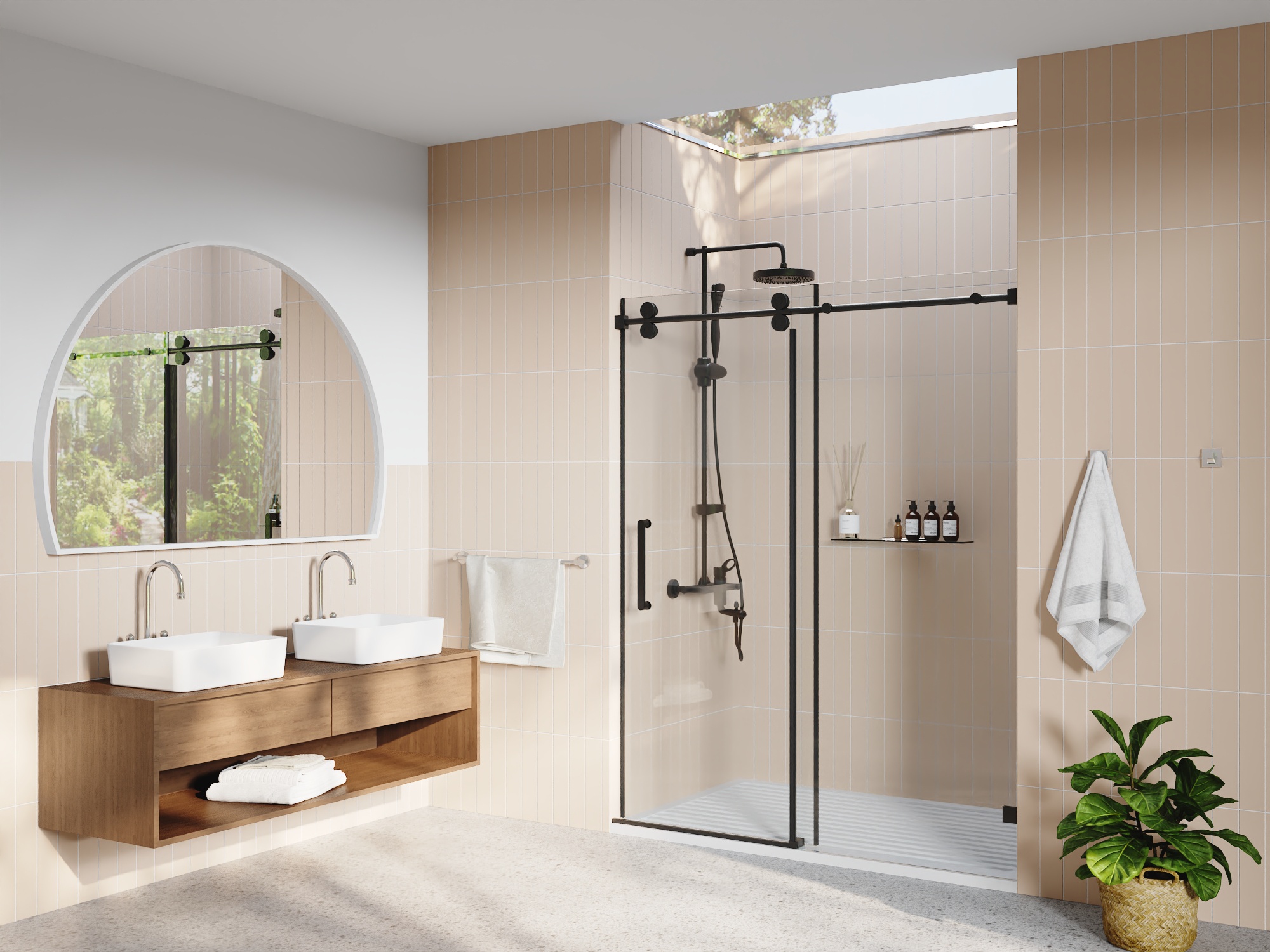 DV-1SD057 Concord 56" - 60" W x 76" H Single Sliding Frameless Shower Door with 10mm Tempered Glass, Stainless Steel Accessories
