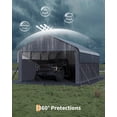 thumbnail image 3 of 12x20x9 ft Metal Carport Enclosed, Car Ports with Heavy Duty 220 g Tarp Gable End Doors and Sidewalls, All-Weather Carport for Full-Size Pickup Trucks, Bass Boats, and Tractors, 3 of 6