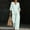Mint Green, variant on IUYRTFE Women's Polka Dot 2-Piece Outfit V Neck 3/4 Ruffle Sleeve Top and Wide Leg Pants Casual Lounge Set