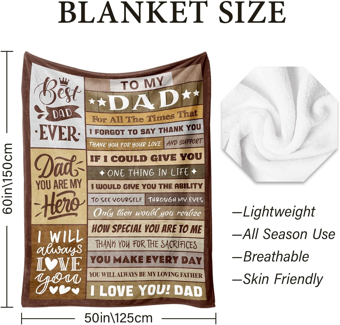 Gifts for Dad from Daughter Son - Birthday Gifts for Dad - Christmas Blanket Gift for Dads - Best Dads Ever Gift - Cool Dad's Birthday Present - Funny Present for Father - Throw Blanket