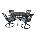 thumbnail image 2 of iPatio Stylish Outdoor Aluminum 5-Piece Round Dining Set: Weather-resistant, Durable, Lightweight, Modern Design Patio Furniture Set with Cushioned Swivel Rockers and Round Table, Light Blue, 2 of 7