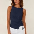 thumbnail image 4 of jjayotai Cotton Linen Tank Tops for Women Tie Wrap Sleeveless Ruched Boatneck Shirts Casual Summer Beach Going out Tops, 4 of 6