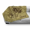thumbnail image 3 of Music Soft Flannel Fleece Throw Blanket, Jazz Music Equipments with Vintage Background Retro Style in Music Themed Print, Cozy Plush for Indoor and Outdoor Use, 70" x 90", Cream Brown, by Ambesonne, 3 of 6