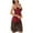 Red, variant on Tnhcen Women's Thin Strap Sleeveless Deep V Neck Sleepwear Dress with Lace Trim Hem | Short Style | S-XL | Nylon Spandex Loungewear