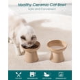 thumbnail image 4 of Ceramic Elevated  Bowls 2-Pack - 6.2" Extra Wide Raised   & Water Dishes, 5.1" Optimal Height Anti-  Shallow Bowls for Cats/Kittens/Dogs, Lead & Cadmium Free (Brown), 4 of 7