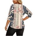 thumbnail image 5 of Womens Summer Tops 2026 Plus Size Fashion 3/4 Sleeve Casual Printed V-Neck T-shirt Button Spring Tops, 5 of 8