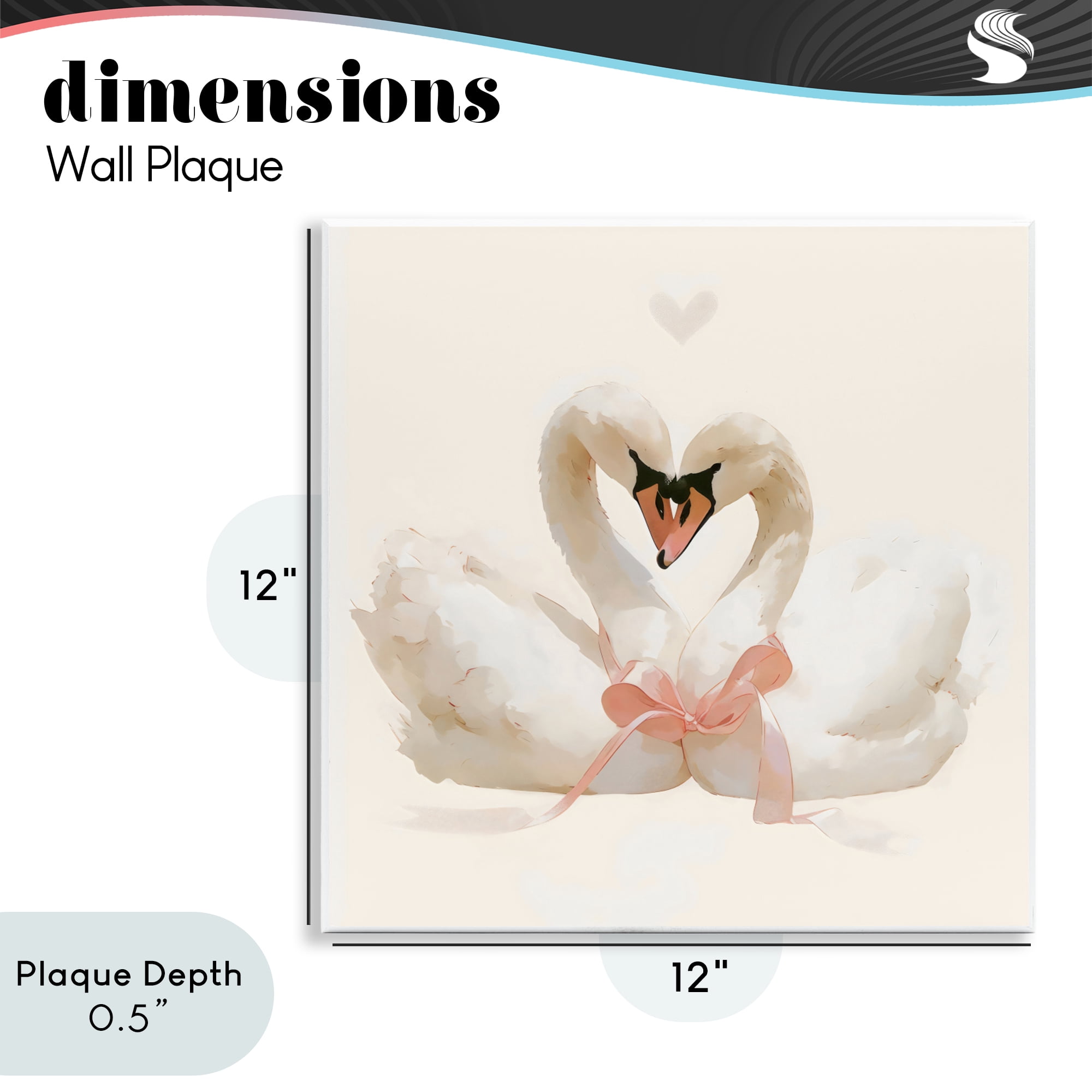 Stupell Industries Swan Pair with Bow Wall Plaque Art, design by Creative Studio