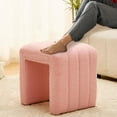 thumbnail image 3 of Tcbosik Plush Teddy Velvet Ottoman in Pink, 350lbs Weight Capacity, Modern U-Shape Accent Stool & Footrest, Ready-to-Use, 16.5"L x 14.5"W x 16.4"H, 3 of 7
