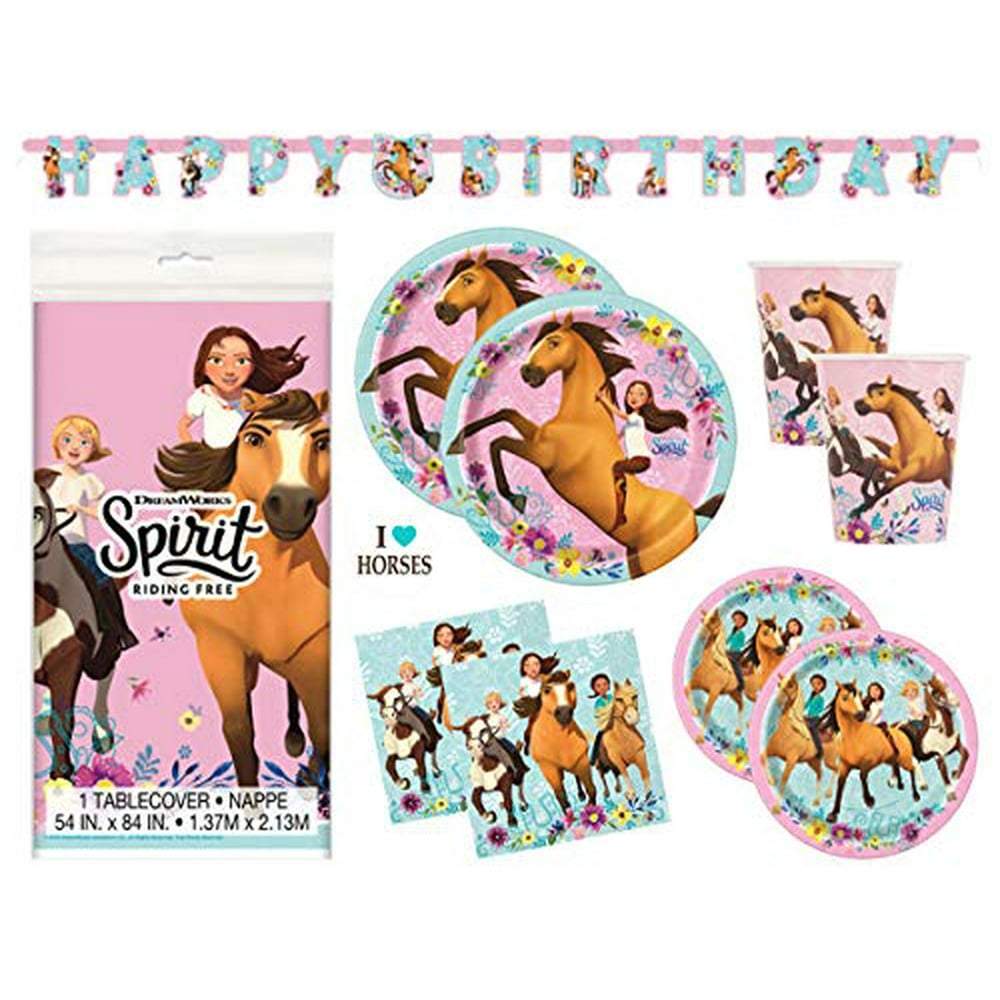 Spirit Riding Free Horse Birthday Party Supplies Set Plates, Cups