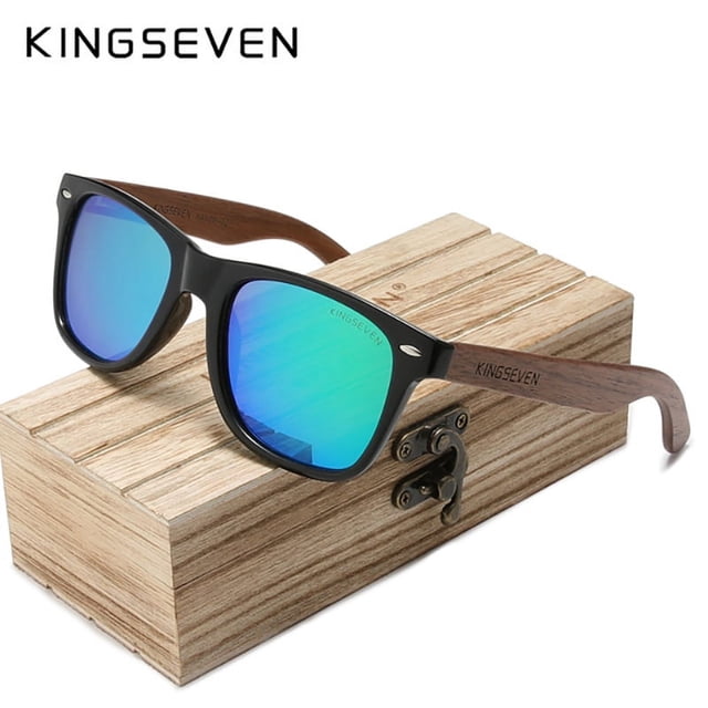 Handmade Wooden Sunglasses by KINGSEVEN - UV400 Protection, Polarized Lenses, Retro Design - Perfect for Men & Women!