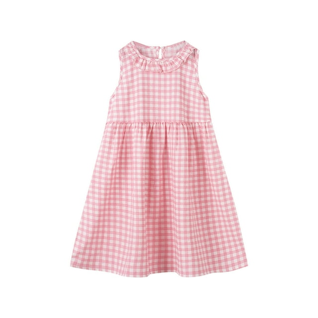 COM1950s Shorts pour Filles, Robe à Manches Courtes, Mode Été Nouvelle Robe à Manches Courtes avec Poches à Volants Col Rond Imprimé Robe Douce Débardeur, Robe Bébé Fille, Robe d'Été Filles, Robe Débardeur