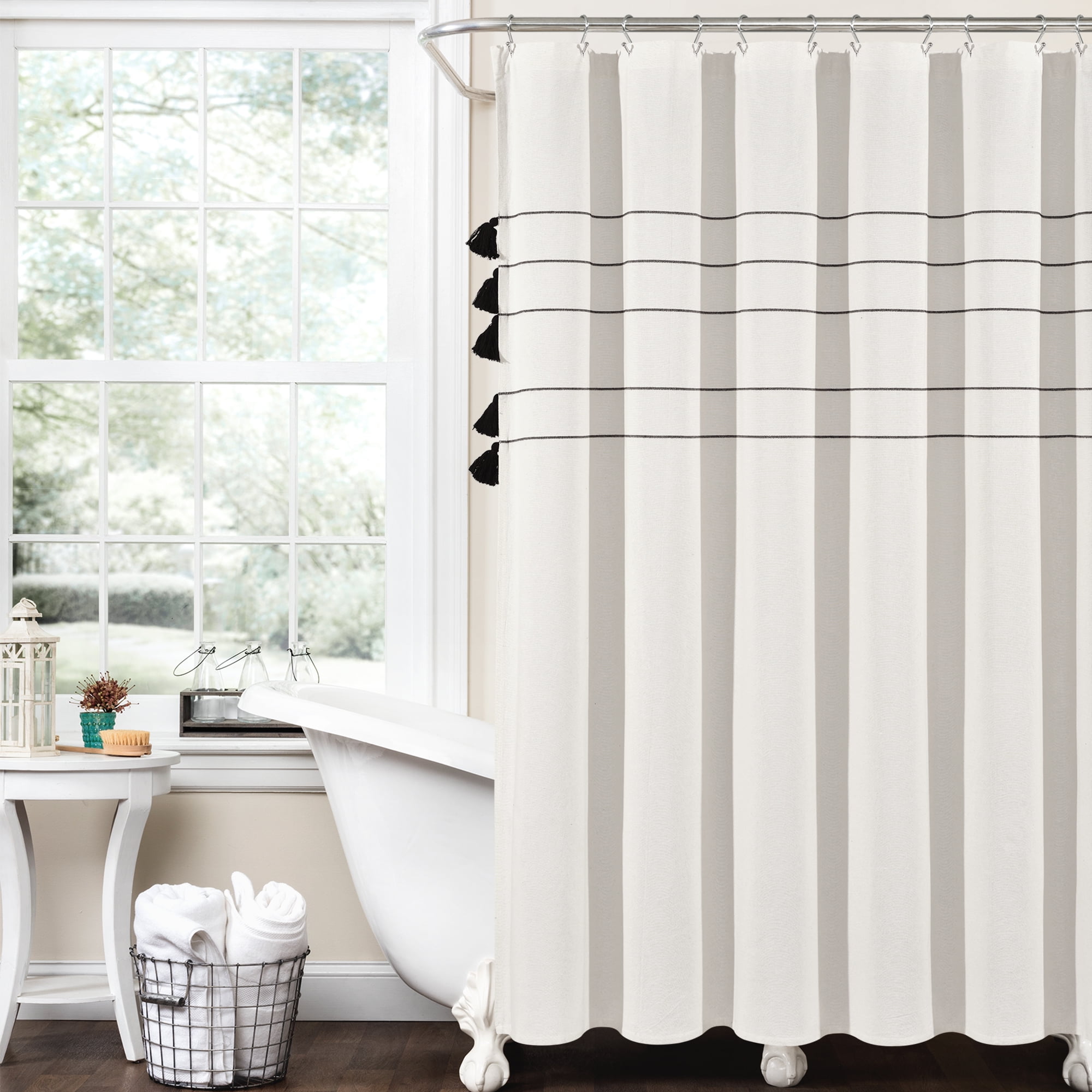 Tradional Skandi Tassel Shower Curtain 72 inches 
