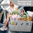 thumbnail image 3 of Organizador de pañales para bebé, caja de fieltro para guardar pañales con bolsillo, cesta portátil para toallitas húmedas con compartimento (gris claro), 3 of 5