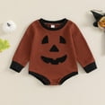 thumbnail image 2 of Gubotare Halloween Baby Clothes Baby Girl Halloween Outfit Pumpkin Bubble Bodysuit Peter Pan Collar Ruffle Long Sleeve Bodysuit Clothes 0 3 6 9 12 18 24 Months (Brown,3-6 Months), 2 of 9