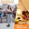 thumbnail image 4 of Table Lamps for Bedroom, 3 Way Dimmable Touch Control Bedside Lamp with USB C+A Fast Charging Ports, Nightstand Lamp for Office, Living Room, Reading(E26 Light Bulb Included), Grey, 4 of 9