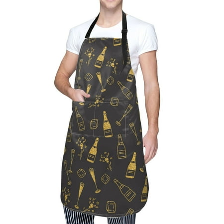 

Cauagu Bottles Aprons with Pockets Waterproof Apron for Women Kitchen Cooking Apron Adjustable Bib Aprons Chef Apron for Cooking Drawing Crafting