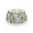thumbnail image 3 of Floral Ottoman Cover, Lily Flowers Sketch Artwork, 2 Piece Slipcover Set with Ruffle Skirt for Square Round Cube Footstool Decorative Home Accent, Standard Size, Yellow Grey, by Ambesonne, 3 of 5