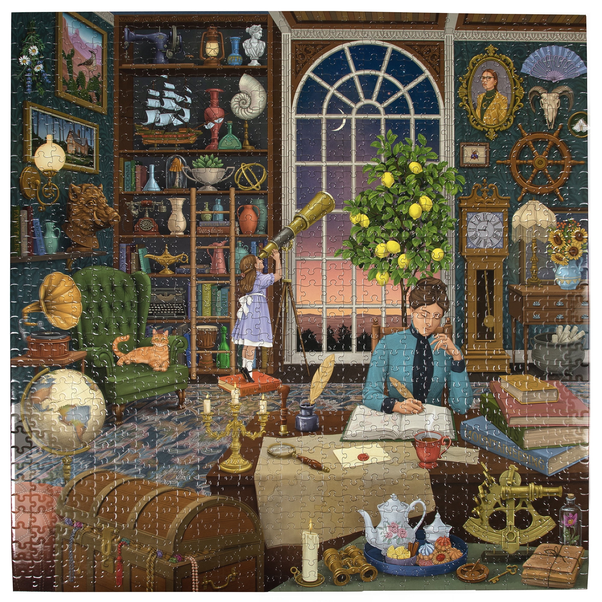 eeBoo Piece & Love: Alchemist's Library - 1000 Piece Puzzle - Adult Square Jigsaw, 23x23", Includes Image Reference Insert, Glossy High-Quality Pieces