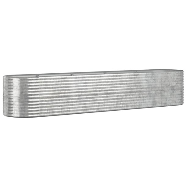 Cama elevada para jardín VidaXL, acero con revestimiento en polvo, plata, 368 x 80 x 68 cm